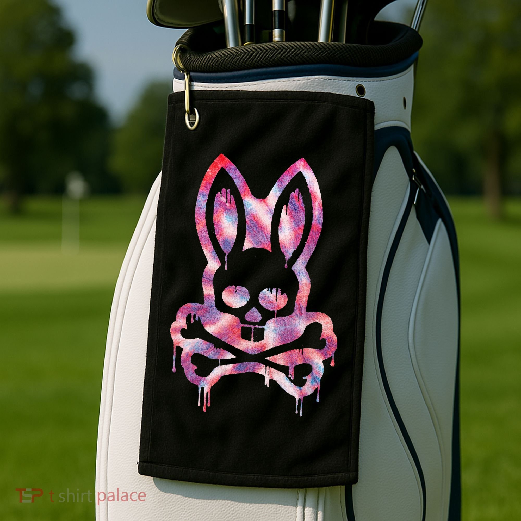 Scary Skull And Crossbones Bad Rabbit Horror Bunny Halloween Golf Towel