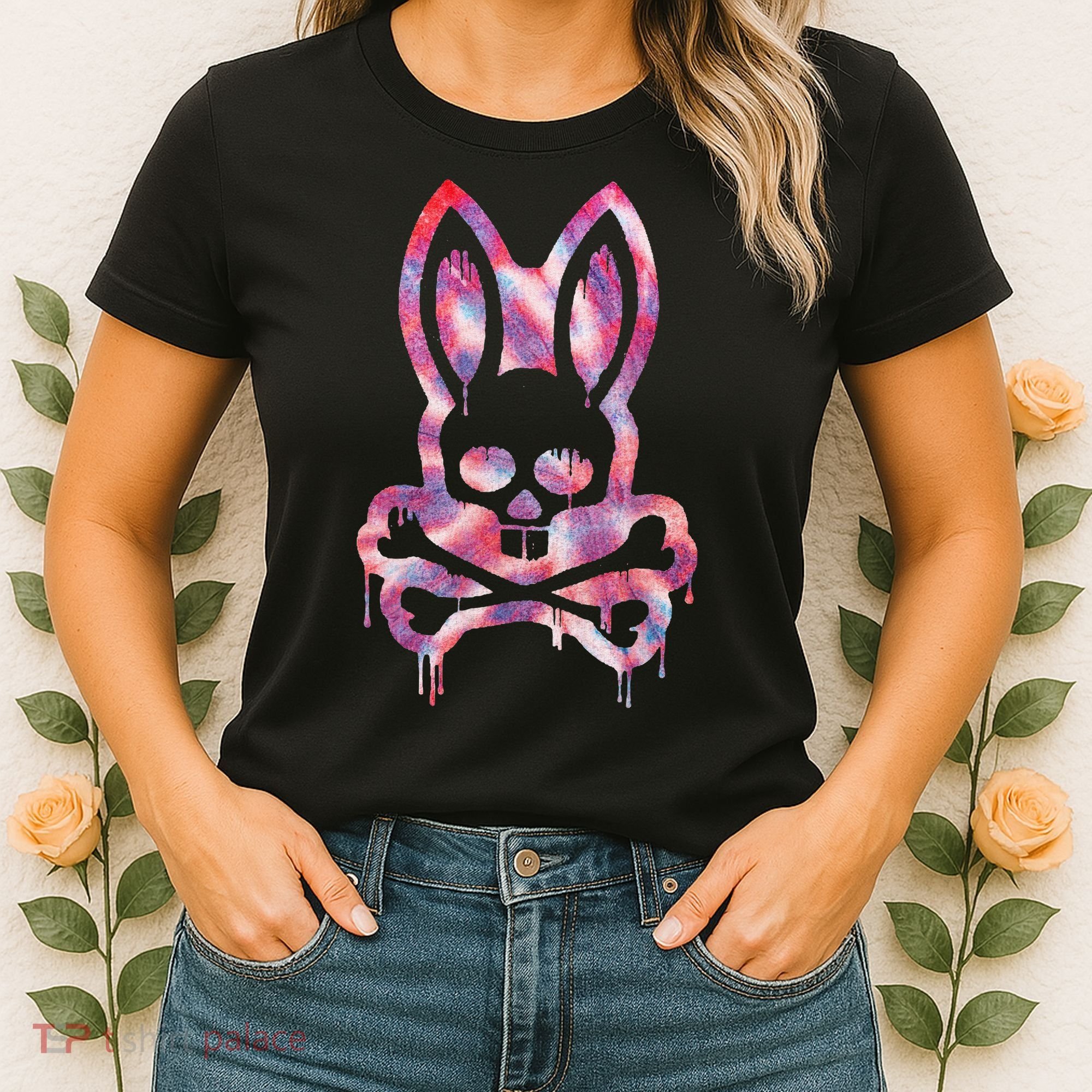 Scary Skull And Crossbones Bad Rabbit Horror Bunny Halloween Women's T-Shirt