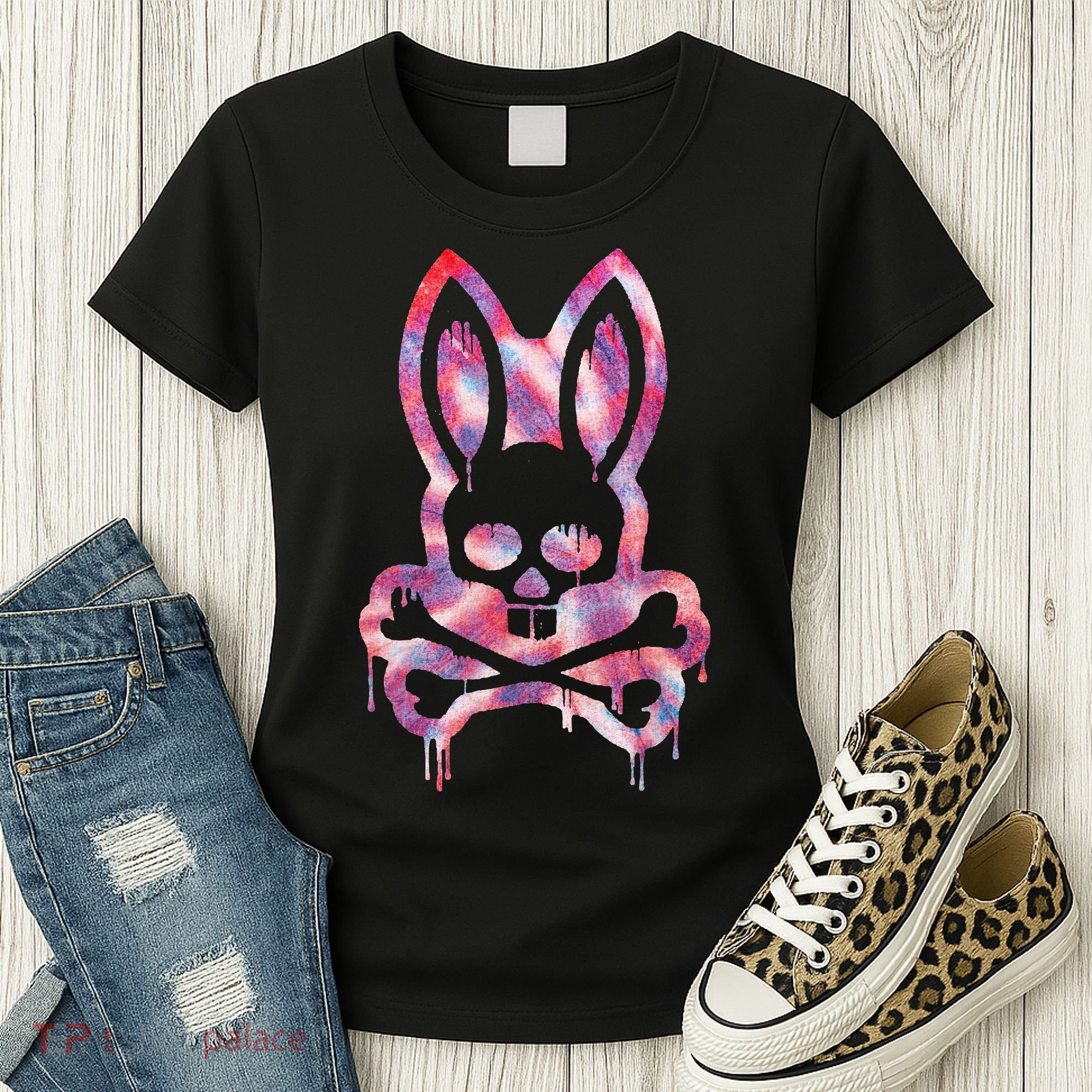Scary Skull And Crossbones Bad Rabbit Horror Bunny Halloween Women's T-Shirt