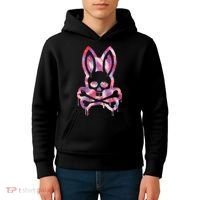 Scary Skull And Crossbones Bad Rabbit Horror Bunny Halloween Kids Hoodie thumb 4