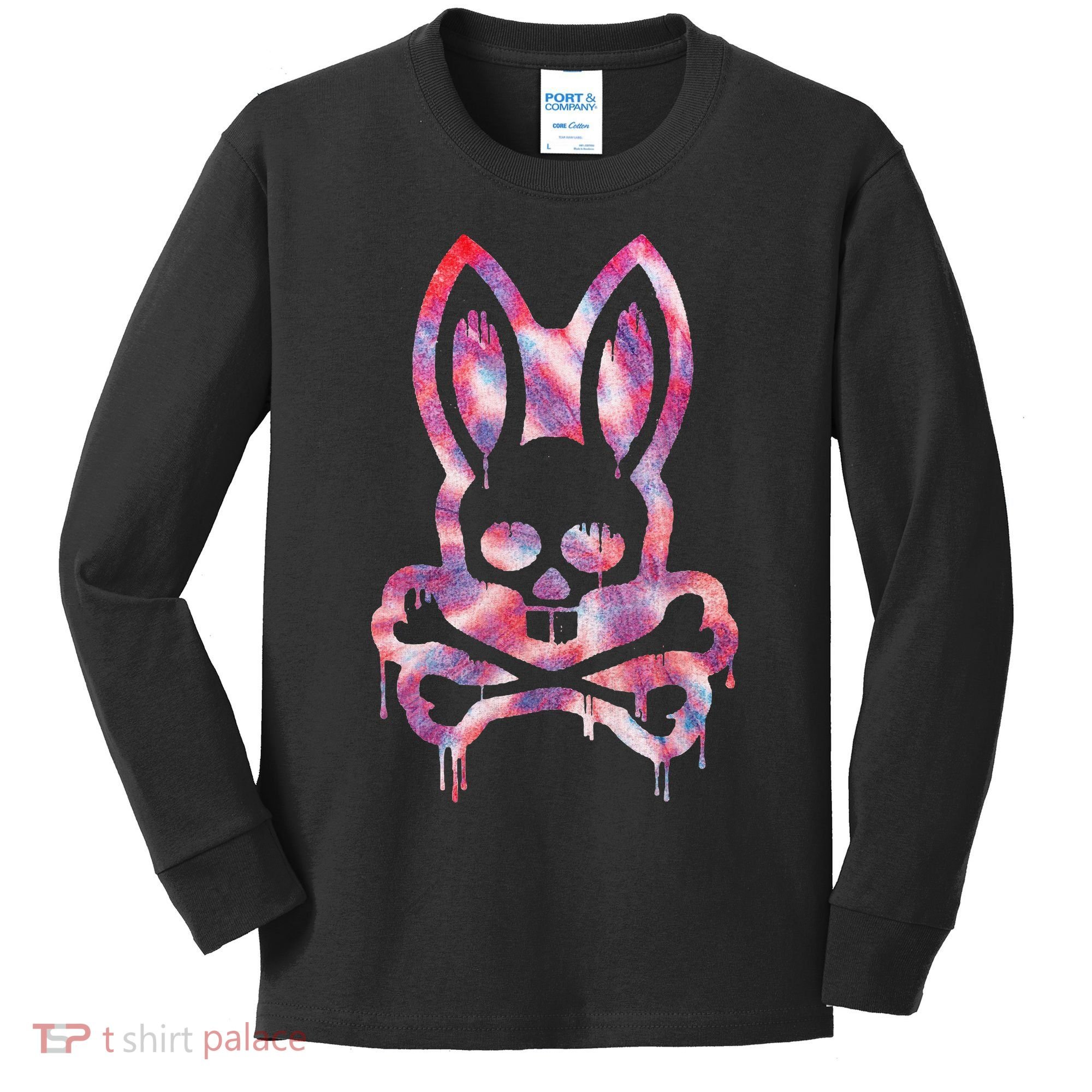 Scary Skull And Crossbones Bad Rabbit Horror Bunny Halloween Kids Long Sleeve Shirt