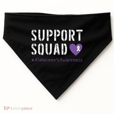 Support Squad Alzheimers Awareness Heart Ribbon USA-Made Doggie Bandana