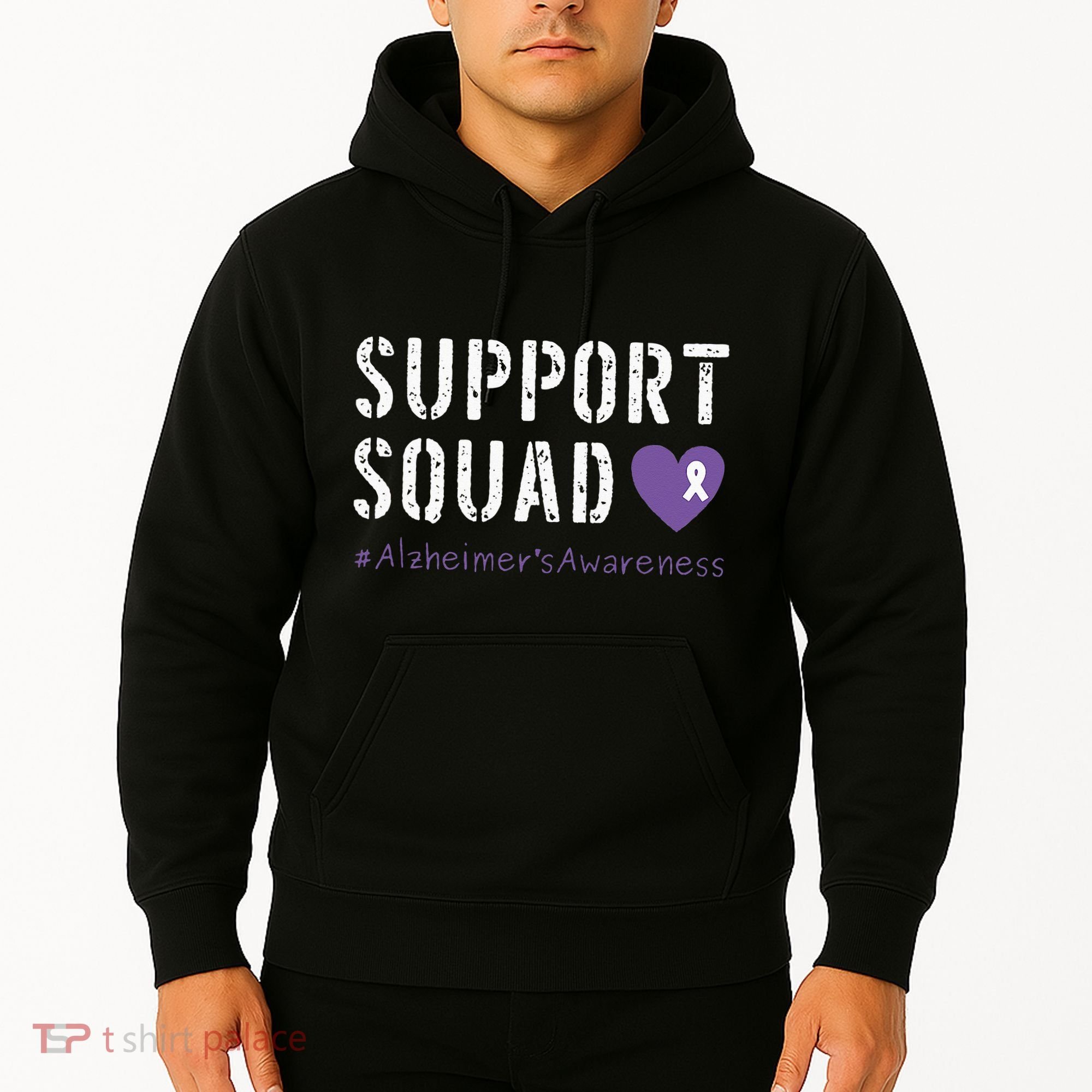 Support Squad Alzheimers Awareness Heart Ribbon Hoodie