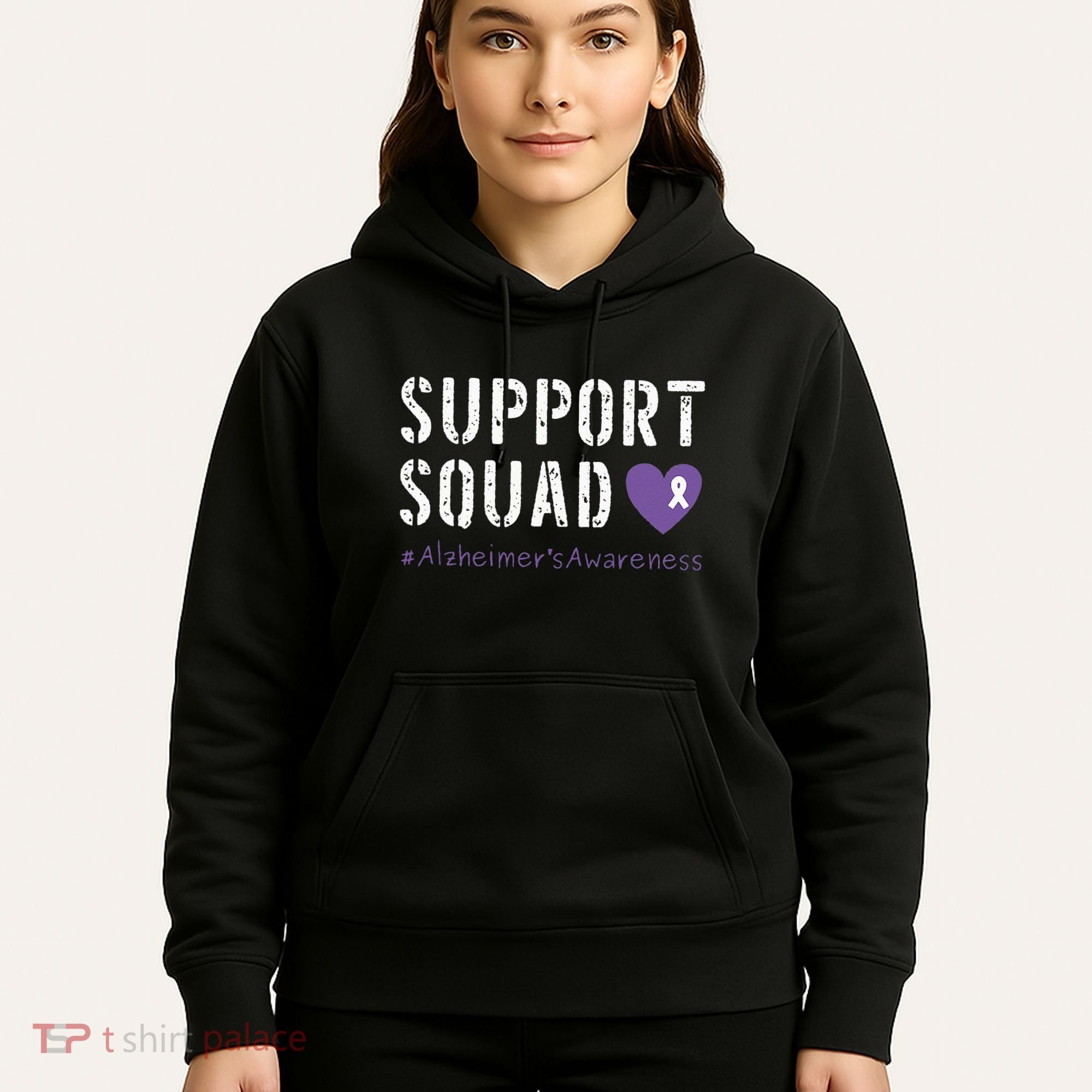 Support Squad Alzheimers Awareness Heart Ribbon Hoodie