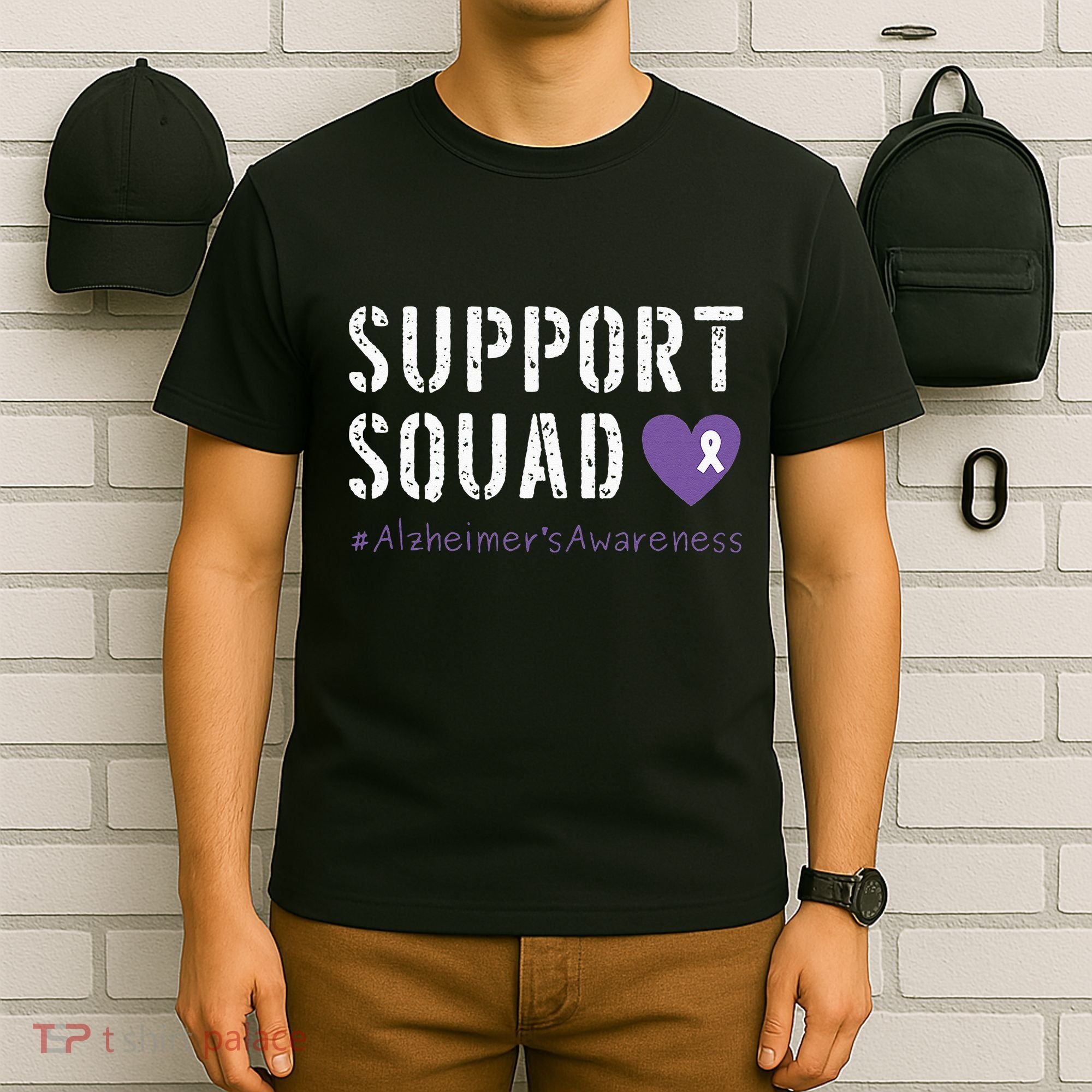 Support Squad Alzheimers Awareness Heart Ribbon T-Shirt