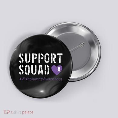 Support Squad Alzheimers Awareness Heart Ribbon Button
