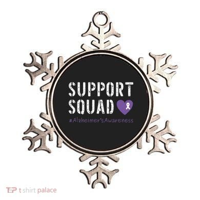 Support Squad Alzheimers Awareness Heart Ribbon Ornament