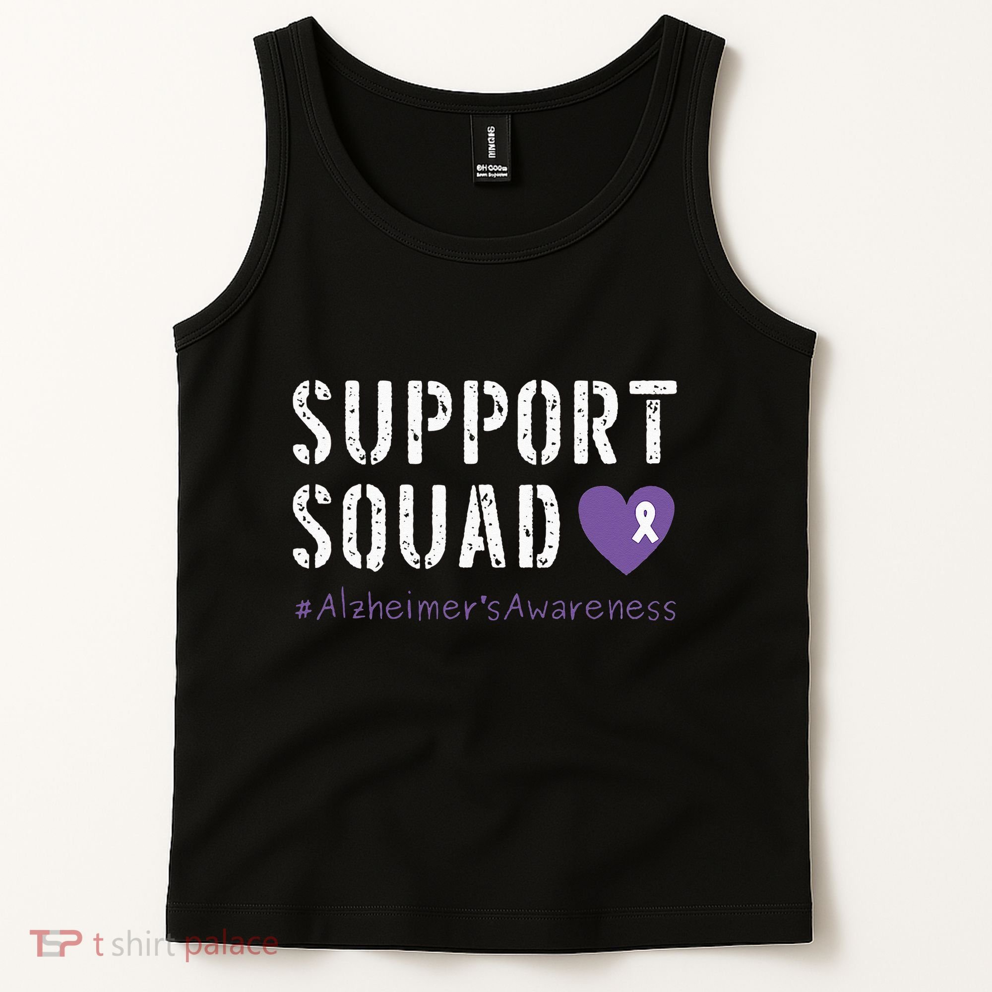 Support Squad Alzheimers Awareness Heart Ribbon Tank Top