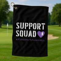 Support Squad Alzheimers Awareness Heart Ribbon Golf Towel thumb 1