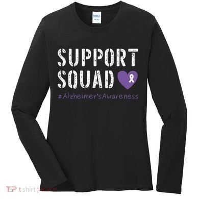 Support Squad Alzheimers Awareness Heart Ribbon Women's Long Sleeve Shirt