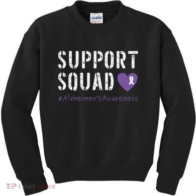 Support Squad Alzheimers Awareness Heart Ribbon Kids Sweatshirt