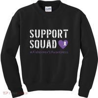 Support Squad Alzheimers Awareness Heart Ribbon Kids Sweatshirt thumb 0