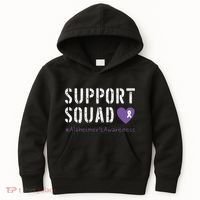 Support Squad Alzheimers Awareness Heart Ribbon Kids Hoodie thumb 0
