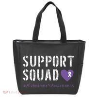 Support Squad Alzheimers Awareness Heart Ribbon Tote Bag thumb 0