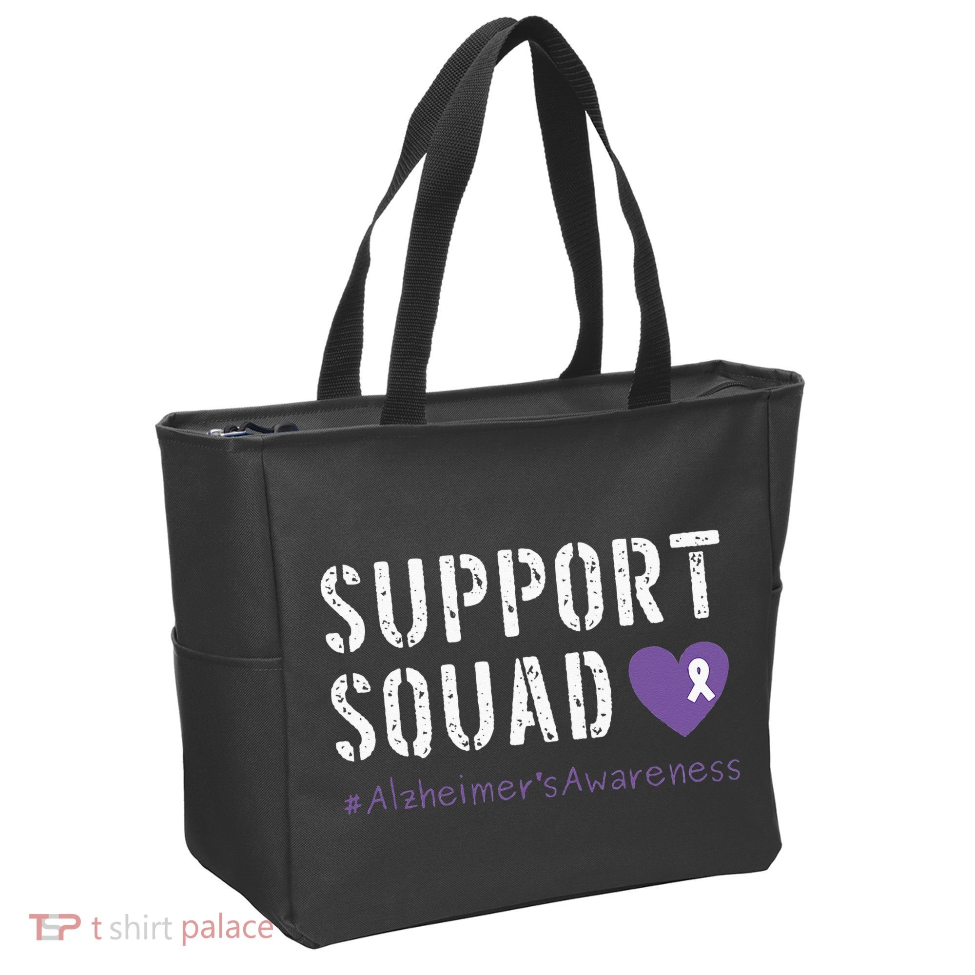 Support Squad Alzheimers Awareness Heart Ribbon Tote Bag