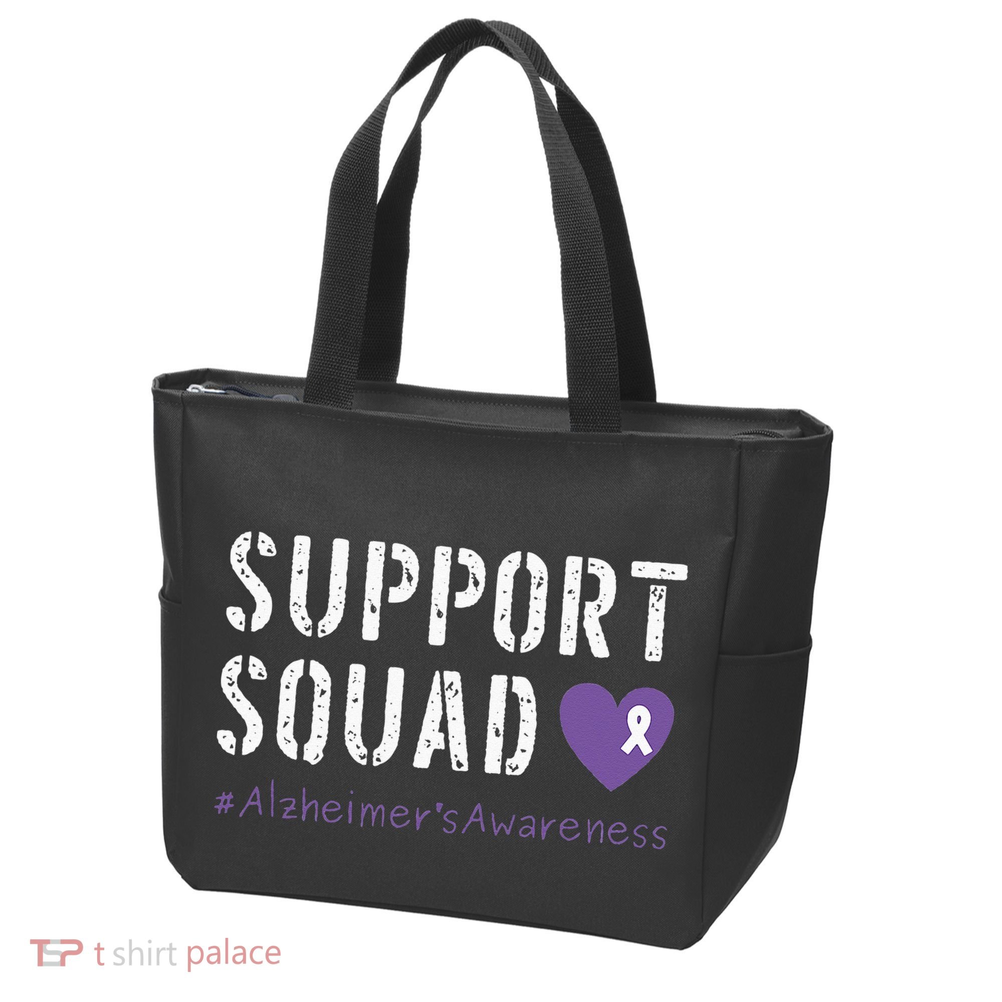 Support Squad Alzheimers Awareness Heart Ribbon Tote Bag
