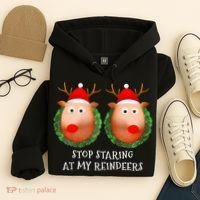 Stop Staring At My Reindeers Boob Ugly Gag Xmas Sweater  Hoodie thumb 4