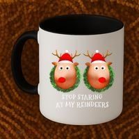 Stop Staring At My Reindeers Boob Ugly Gag Xmas Sweater  Coffee Mug thumb 2