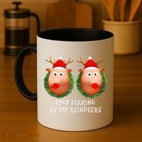 Stop Staring At My Reindeers Boob Ugly Gag Xmas Sweater  Coffee Mug thumb 4