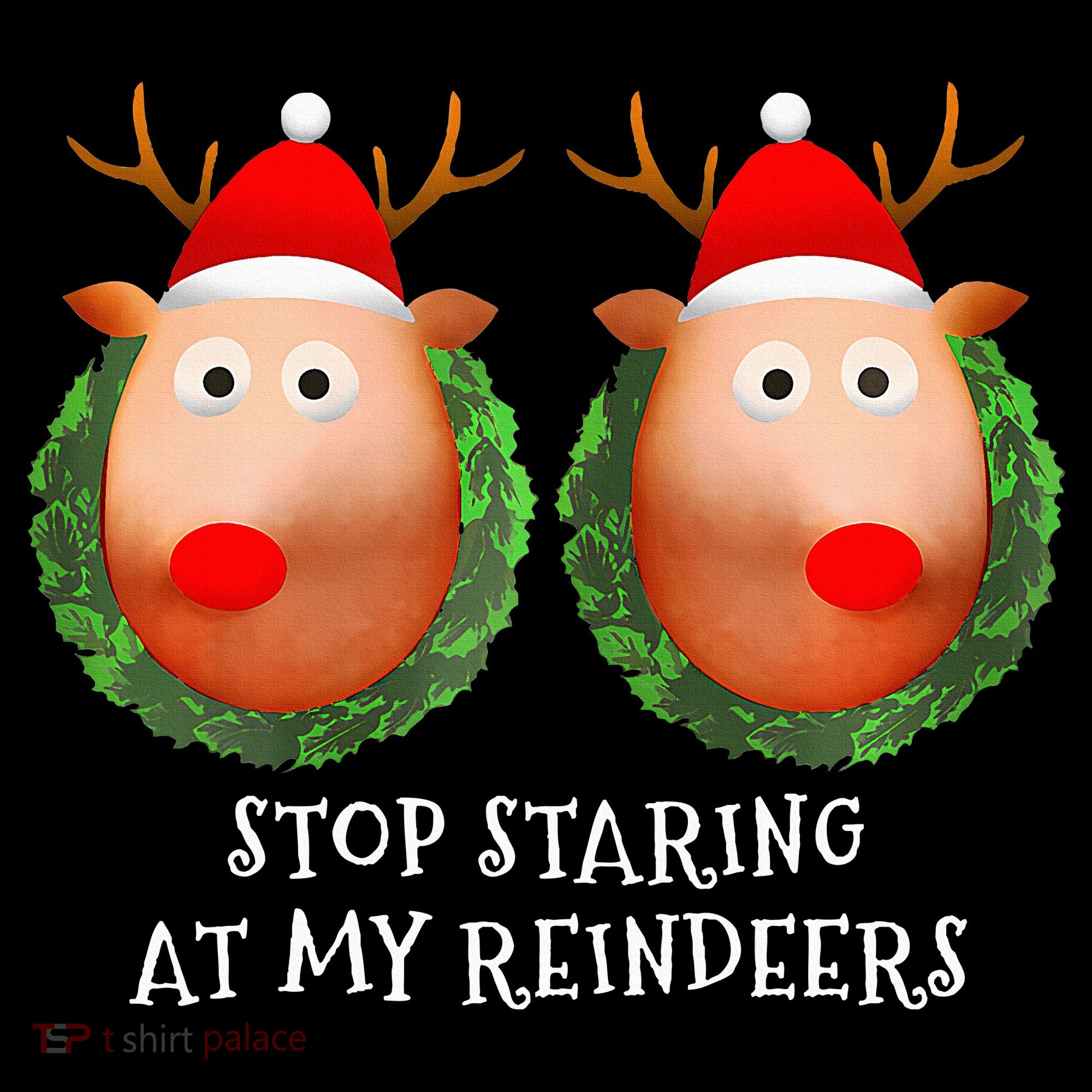 Stop Staring At My Reindeers Boob Ugly Gag Xmas Sweater  Coffee Mug