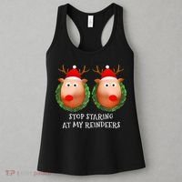 Stop Staring At My Reindeers Boob Ugly Gag Xmas Sweater  Women's Tank Top thumb 3