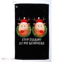 Stop Staring At My Reindeers Boob Ugly Gag Xmas Sweater  Golf Towel thumb 0