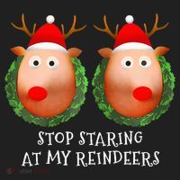 Stop Staring At My Reindeers Boob Ugly Gag Xmas Sweater  Golf Towel thumb 3
