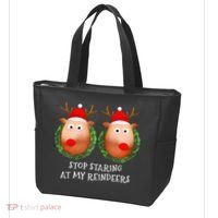 Stop Staring At My Reindeers Boob Ugly Gag Xmas Sweater  Tote Bag thumb 3
