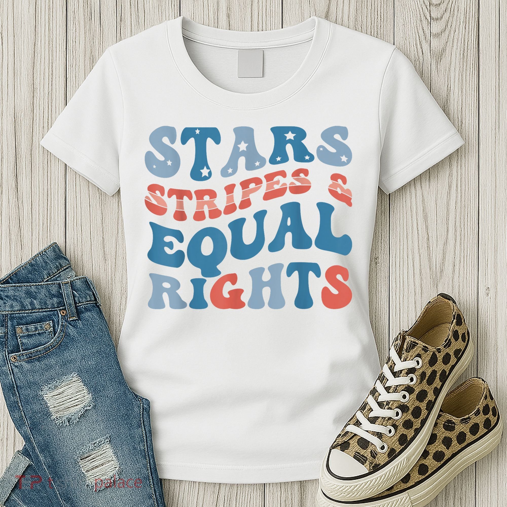 Stars Stripes And Equal Rights 4th Of July Womens Rights Women's T-Shirt