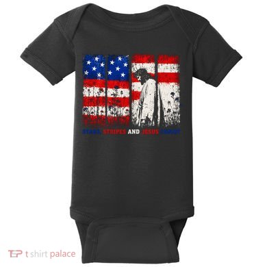 Stars Stripes And Jesus Christ Patriotic Baby Bodysuit