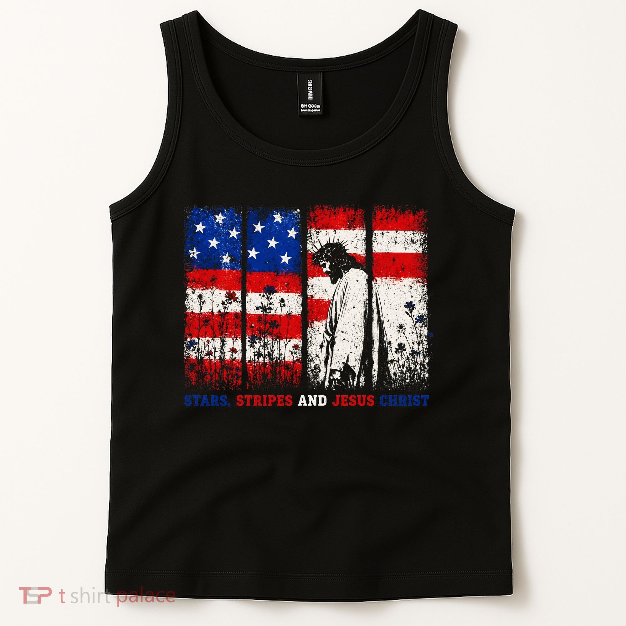 Stars Stripes And Jesus Christ Patriotic Tank Top
