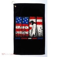 Stars Stripes And Jesus Christ Patriotic Golf Towel thumb 0
