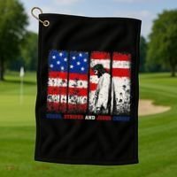 Stars Stripes And Jesus Christ Patriotic Golf Towel thumb 1