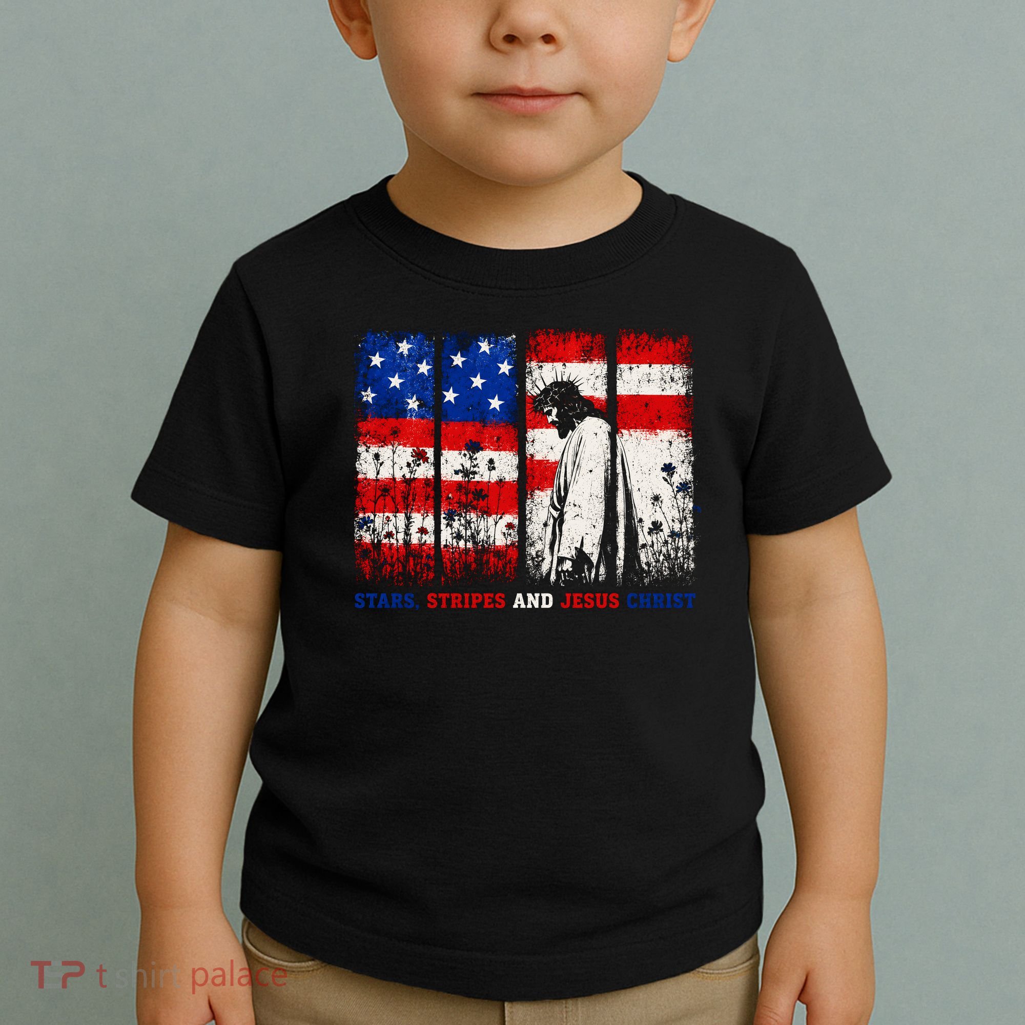 Stars Stripes And Jesus Christ Patriotic Toddler T-Shirt