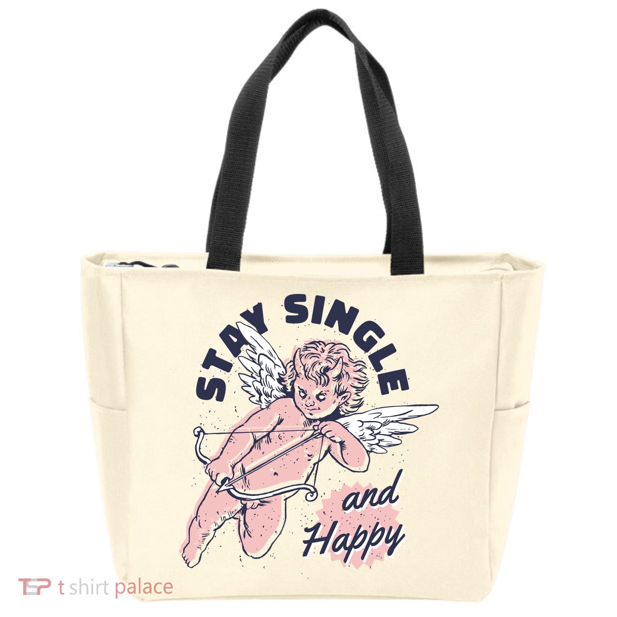 Stay Single And Happy Anti Valentines Day Cupid Tote Bag