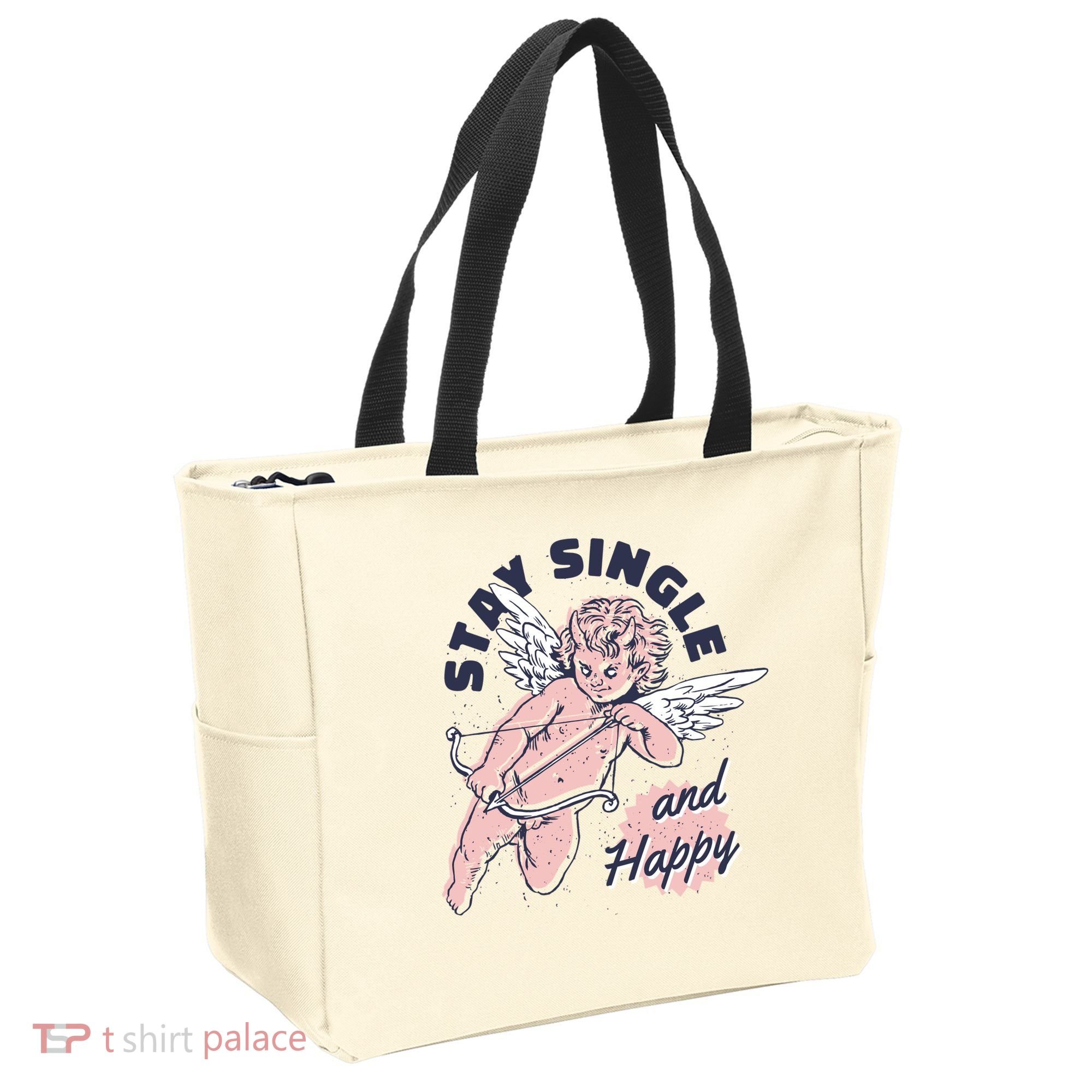 Stay Single And Happy Anti Valentines Day Cupid Tote Bag