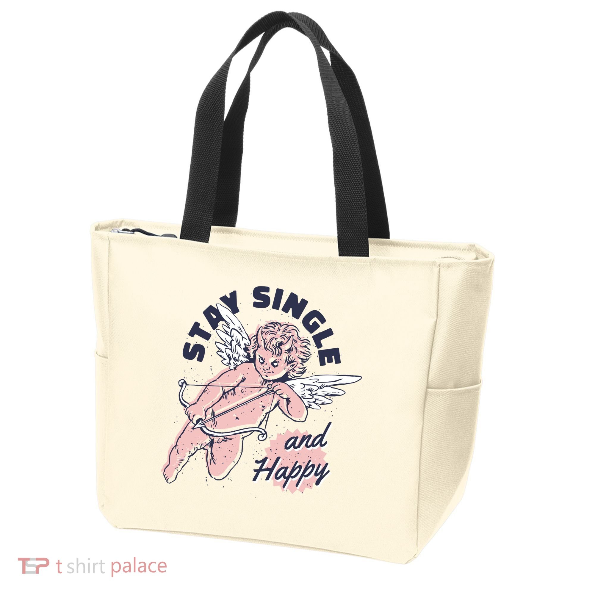 Stay Single And Happy Anti Valentines Day Cupid Tote Bag