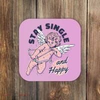 Stay Single And Happy Anti Valentines Day Cupid Coaster thumb 0
