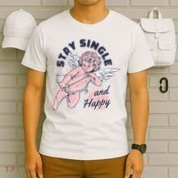 Stay Single And Happy Anti Valentines Day Cupid T-Shirt thumb 6