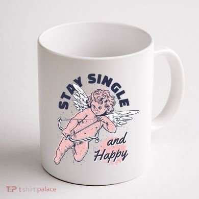 Stay Single And Happy Anti Valentines Day Cupid Coffee Mug back