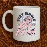 Stay Single And Happy Anti Valentines Day Cupid Coffee Mug thumb 2