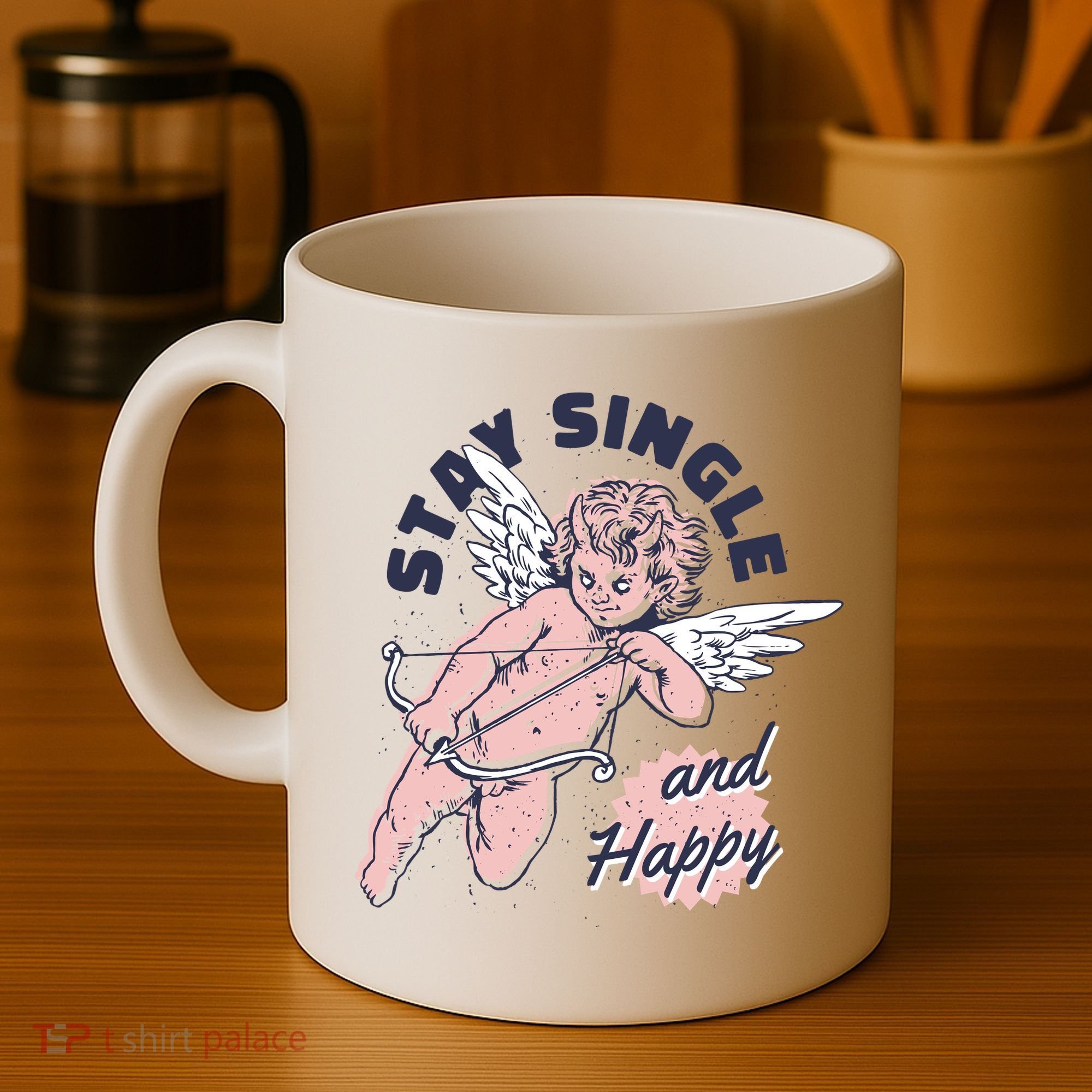 Stay Single And Happy Anti Valentines Day Cupid Coffee Mug