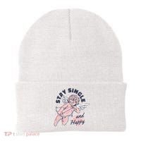 Stay Single And Happy Anti Valentines Day Cupid Beanie thumb 0