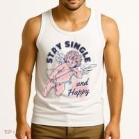 Stay Single And Happy Anti Valentines Day Cupid Tank Top thumb 3