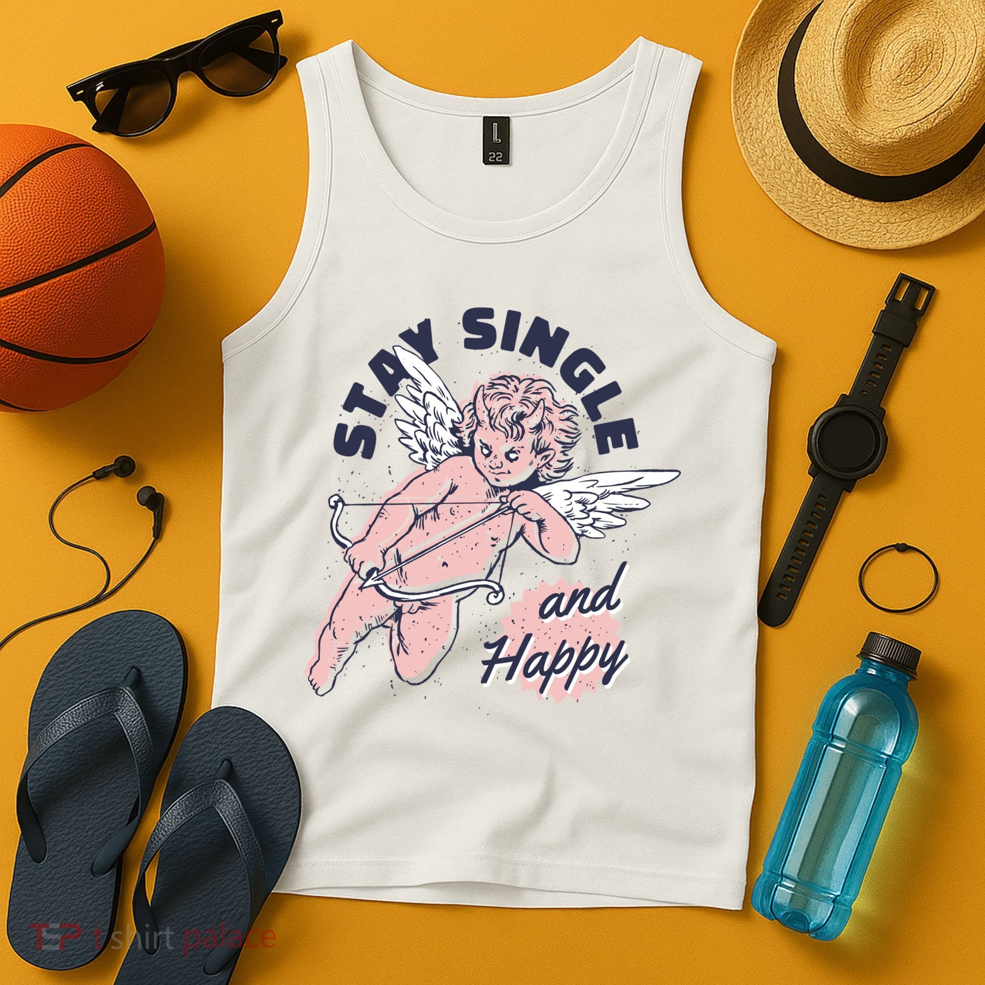 Stay Single And Happy Anti Valentines Day Cupid Tank Top