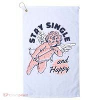Stay Single And Happy Anti Valentines Day Cupid Golf Towel thumb 0