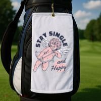 Stay Single And Happy Anti Valentines Day Cupid Golf Towel thumb 2