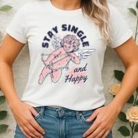Stay Single And Happy Anti Valentines Day Cupid Women's T-Shirt thumb 2