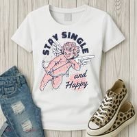 Stay Single And Happy Anti Valentines Day Cupid Women's T-Shirt thumb 3