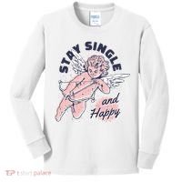 Stay Single And Happy Anti Valentines Day Cupid Kids Long Sleeve Shirt thumb 0
